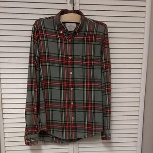 Portugese Flannel Plaid Button-Down Shirt in Red and Gray